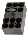 Ein Wärmeblock hat 12 Aussparungen für 12 CCD-Röhrchen. 
